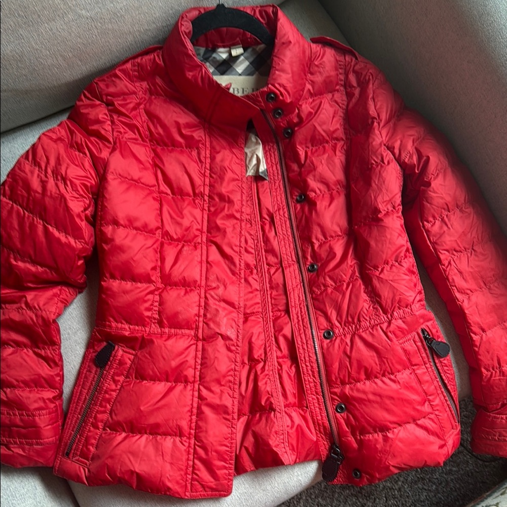 Burberry Red Quilted Puffer Jacket